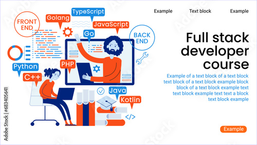 Programming web banner. Best programming languages. Technology process of Software development. Full StackDeveloper