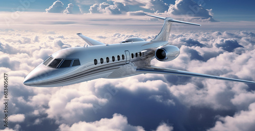 Luxury Jet Soaring Through the Clouds