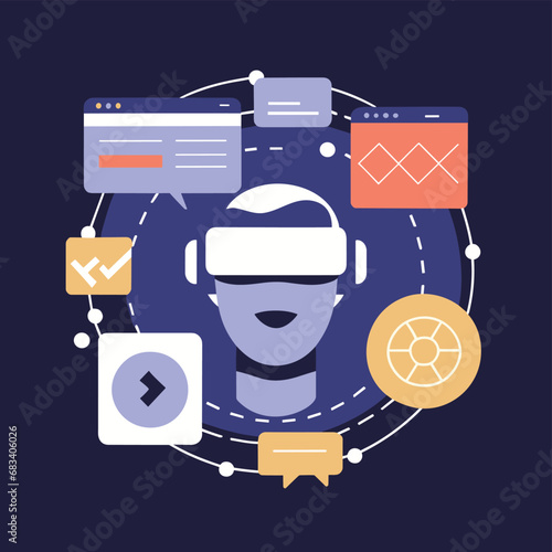 vector icons info graph illustrating VR and mixed reality VR Headset Icon  