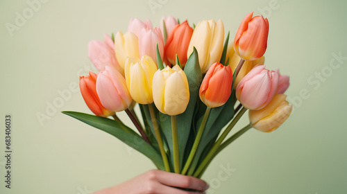 Spring tulip bouquet. Easter, Woman's day, Mothers's day