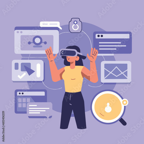 vector icons info graph illustrating VR and mixed reality VR Headset Icon  