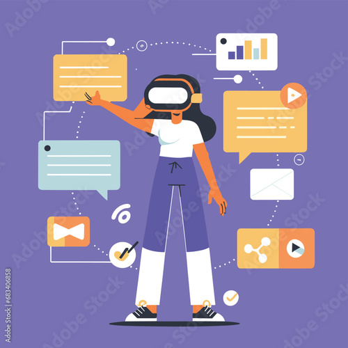 vector icons info graph illustrating VR and mixed reality VR Headset Icon  