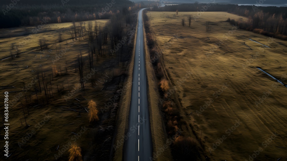 Naklejka premium une route vue du ciel, généré par IA