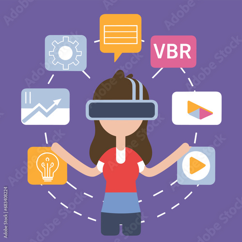 vector icons info graph illustrating VR and mixed reality VR Headset Icon  

