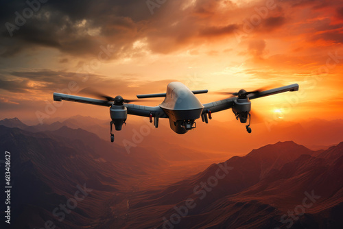 Unmanned Aerial Vehicle (UAV): High-Altitude Sunset Patrol