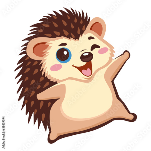 A hedgehog. Close-up. White background. For web design, print, children's illustrations, stickers.