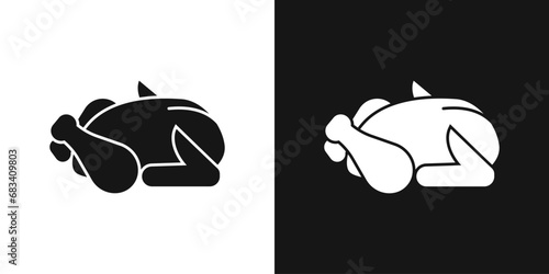 Raw fresh chicken vector icon. Chicken carcass, chicken's meat