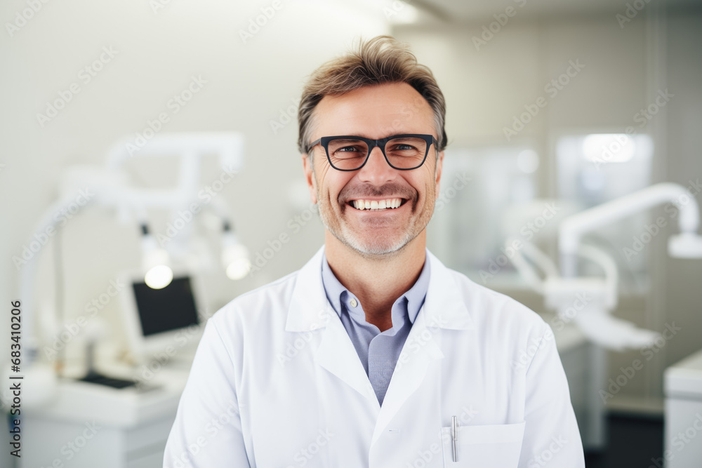 Portrait of a mature medical doctor smiling with folded arms. Portrait of a mature medical doctor smiling with folded arms.