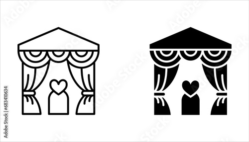 hall icon set, isolated wedding outline icon set on white background