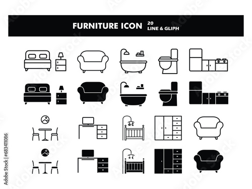 Furniture home hotel icon vector design templat illustration
