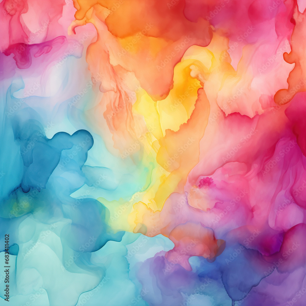 Abstract Watercolor Texture Pattern Artwork: Rainbow, Colorful Graphic Design. Modern Digital Abstract Background.