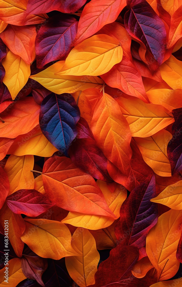 Yellow and Orange Colorful Autumn Fall Leaves Background