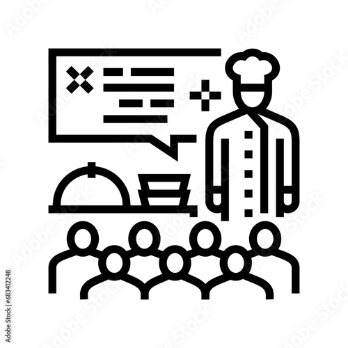 cooking classes restaurant chef line icon vector. cooking classes restaurant chef sign. isolated contour symbol black illustration