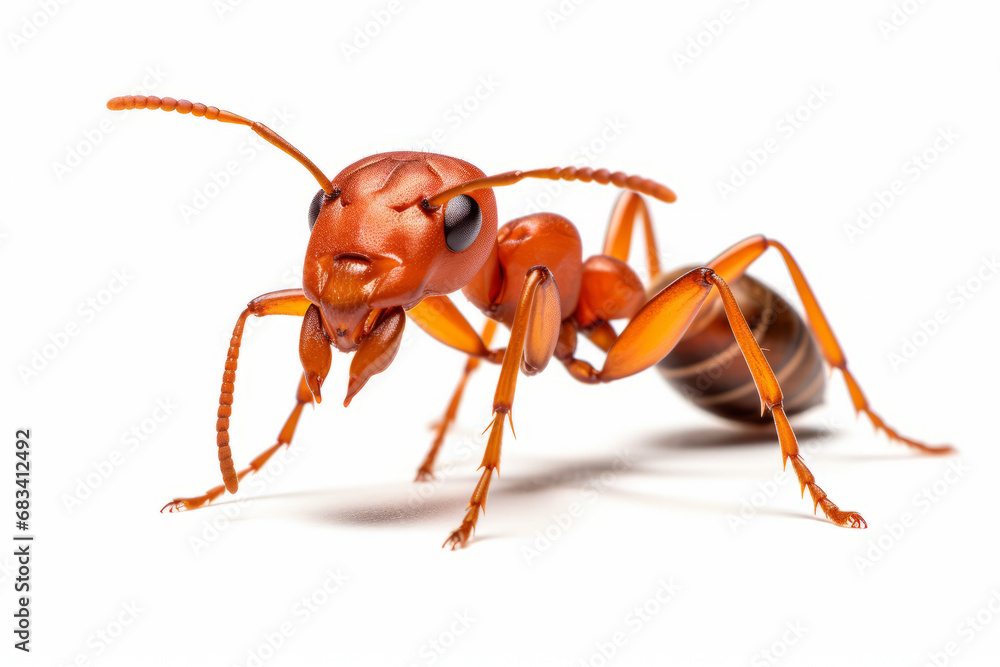 Ant isolated on white background generative ai