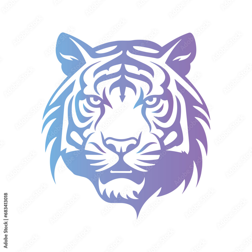 Obraz premium Gradient tiger head logo, vector illustration isolated on white background 