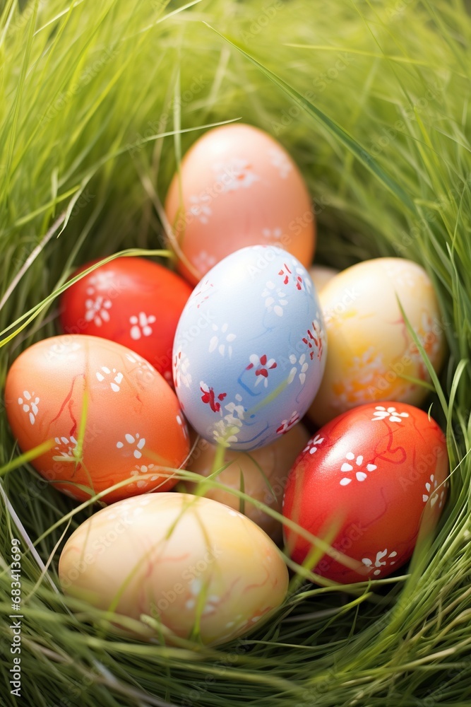 Colorful easter eggs in grass. Happy easter background. Colorful easter eggs in grass. Happy easter background.