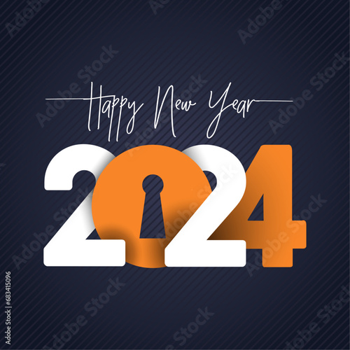 Happy new year 2024 with dark theme amp Creative typography