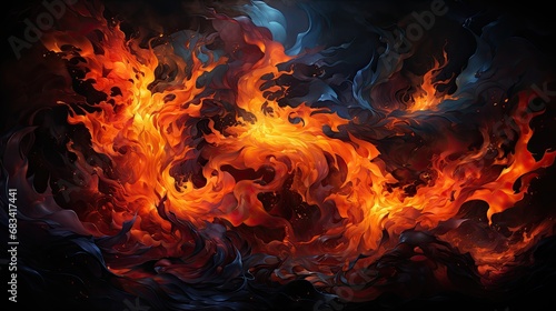 Ethereal Fire: Contemporary Abstract Illustration of Luminous Flames. Generative AI
