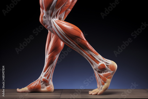 Legs muscle closeup for healthy correct gait concept. Generative AI