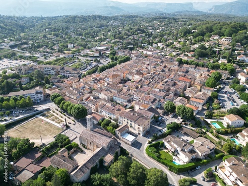 Valbonne town  centre southeast Provence France drone,aerial photo