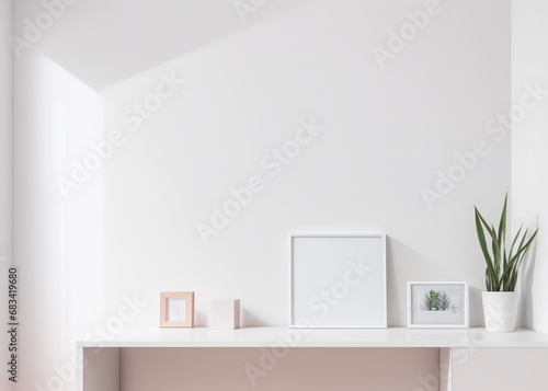 A minimalist with clean lines, bright room, pastel colors, this modern indoor space. 