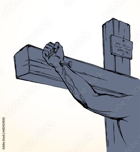 Fotografija Vector drawing. Jesus on the cross