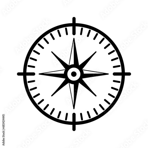 Compass icon. Black compass icon in flat design. Vector illustration.