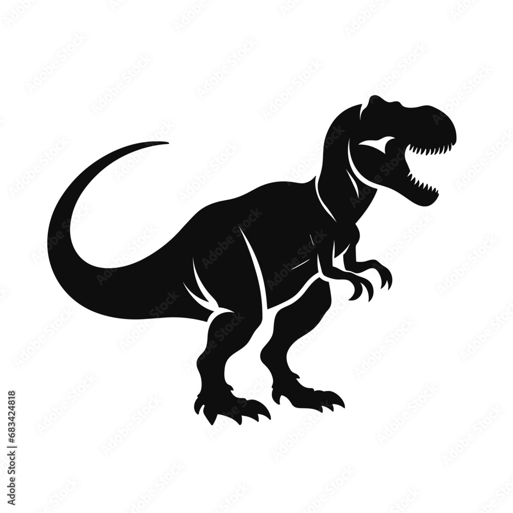 Dinosaur icon. Silhouette of a Tyrannosaurus. Black icon of dinosaur on a white background. Vector illustration Dinosaur icon. Silhouette of a Tyrannosaurus. Black icon of dinosaur on a white background. Vector illustration