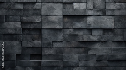 Background of black stone wall texture. 3d rendering, 3d illustration. Ai generative