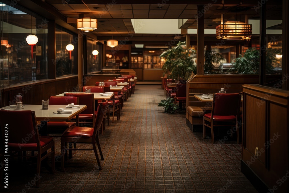 an empty restaurant photograph, photography, professional quality --ar 3:2 --v 5.2 Job ID: a0311929-443c-4806-94a0-fcf67899c518