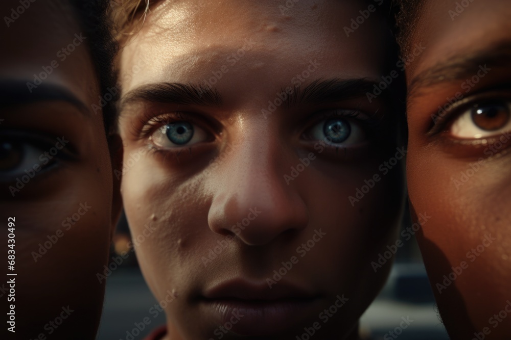 A close-up shot of a person's blue eyes. This image can be used to depict emotions, beauty, or even for advertising purposes A close-up shot of a person's blue eyes. This image can be used to depict emotions, beauty, or even for advertising purposes