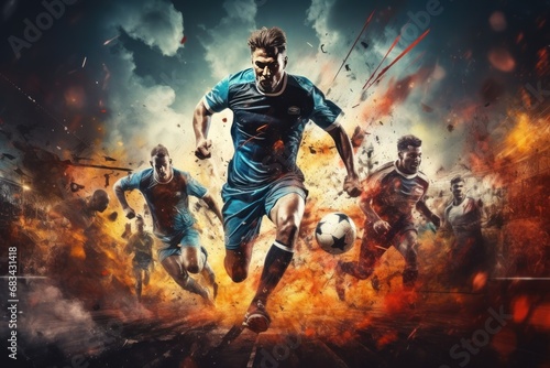 Soccer player in action at the stadium. Dynamic image of a football player in action at the stadium. Football Concept With a Copy Space. Soccer Concept With a Space For a Text. © John Martin