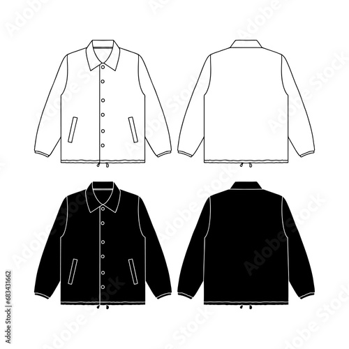 Template coach jacket vector illustration flat design outline clothing