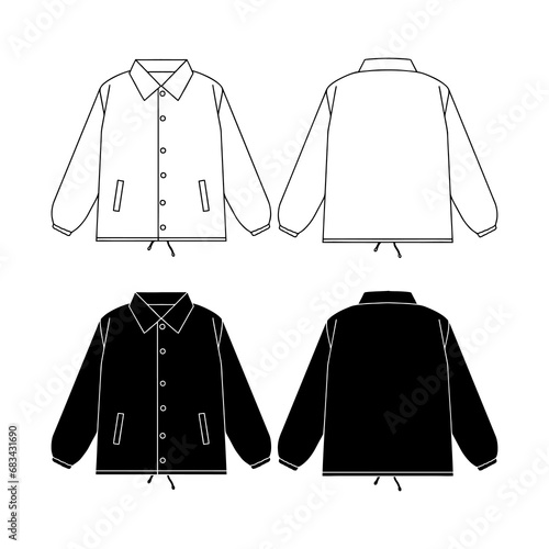 Template coach jacket vector illustration flat design outline clothing