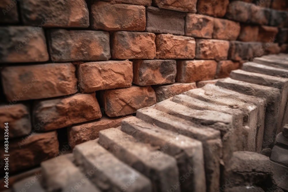 A detailed close-up view of a brick wall with a fire hydrant nearby. This image can be used to illustrate urban infrastructure or safety measures A detailed close-up view of a brick wall with a fire hydrant nearby. This image can be used to illustrate urban infrastructure or safety measures