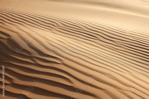 A detailed view of a sand dune in the desert. This image can be used to depict the vastness and beauty of the desert landscape