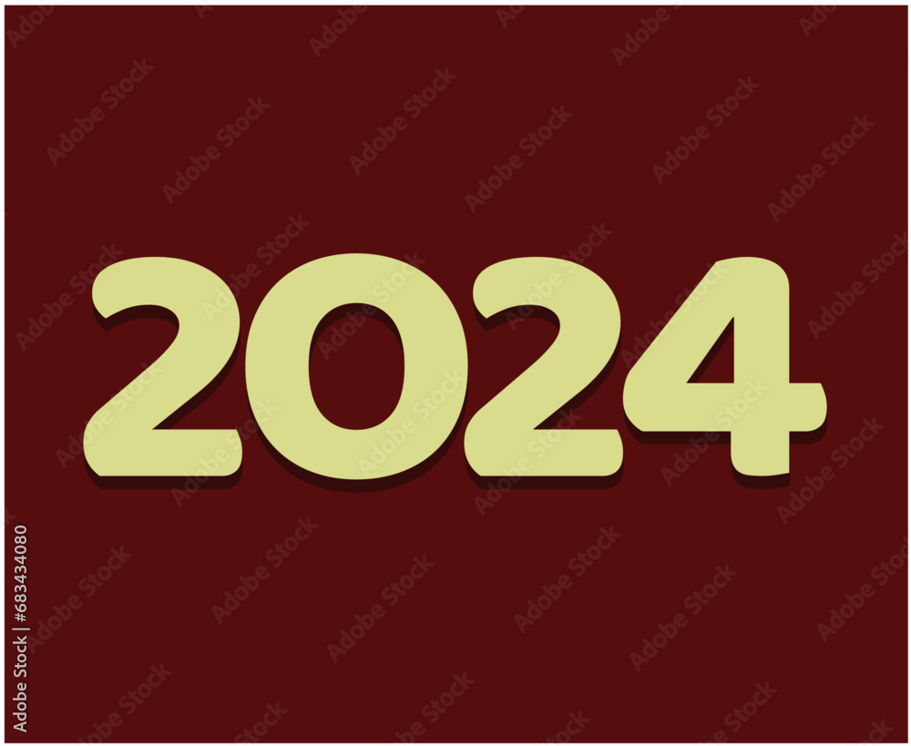 Happy New Year 2024 Abstract Brown Graphic Design Vector Logo Symbol Illustration With Maroon Background Happy New Year 2024 Abstract Brown Graphic Design Vector Logo Symbol Illustration With Maroon Background