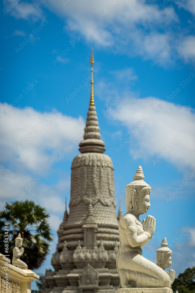 Stupa and statue Stupa and statue