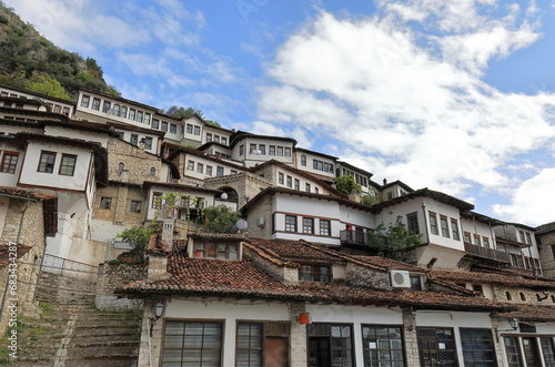 'Thousand Windows' or 'Windows over Windows' houses in Mangalem district on the Osum river north bank. Berat-Albania-065 © rweisswald