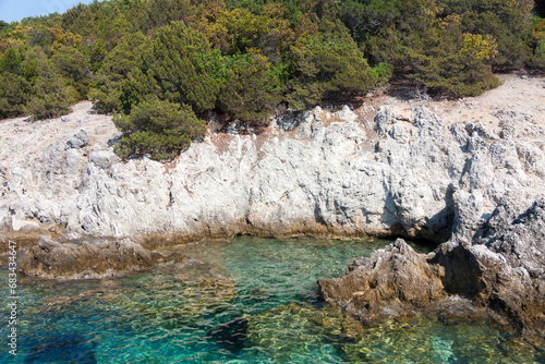 Cliffs with green in the mediterranean sea, Parga, Greece