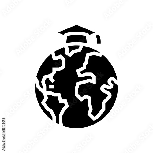 study abroad college teacher glyph icon vector. study abroad college teacher sign. isolated symbol illustration