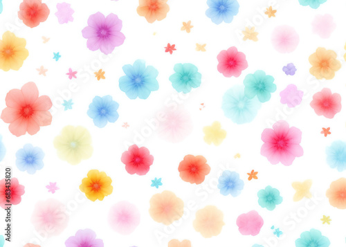 A vibrant tapestry of blooming petals, painted in watercolor, intertwined in a whimsical pattern on soft fabric, evoking a sense of lively beauty and free-spiritedness. 