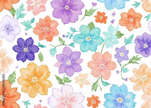 A vibrant tapestry of blooming petals, painted in watercolor, intertwined in a whimsical pattern on soft fabric, evoking a sense of lively beauty and free-spiritedness. 