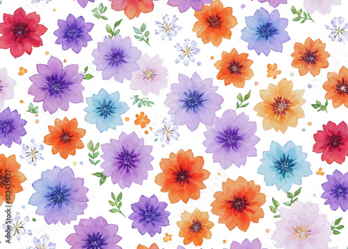 A vibrant tapestry of blooming petals, painted in watercolor, intertwined in a whimsical pattern on soft fabric, evoking a sense of lively beauty and free-spiritedness. 