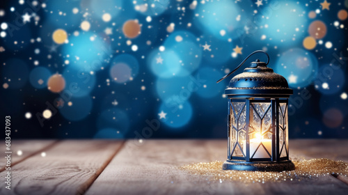 christmas lantern on the snow HD 8K wallpaper Stock Photographic Image 