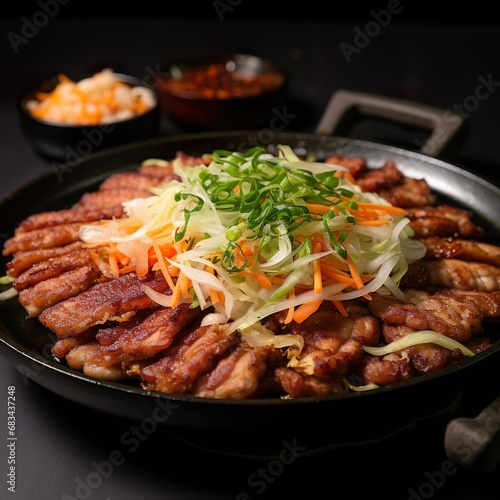 Sliced ​​pork dish served in a restaurant