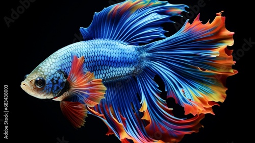A Betta splendens in full ultra HD  elegantly swimming among intricate coral formations  creating a mesmerizing scene.