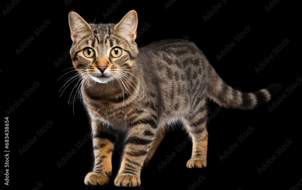 American Short Hair Cat walking at the camera in front isolated of white background American Short Hair Cat walking at the camera in front isolated of white background