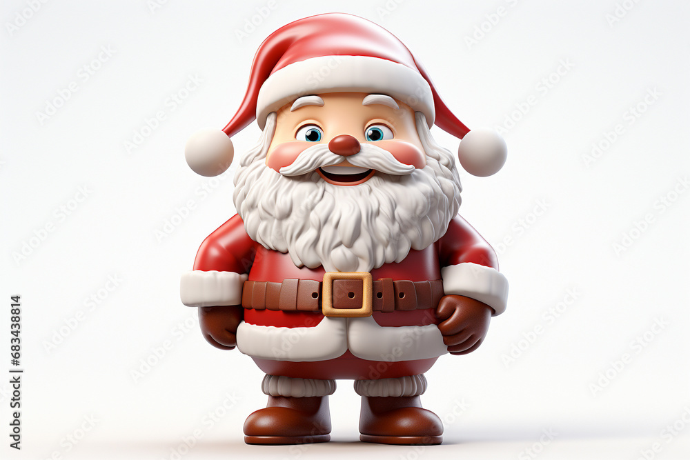 Experience the magic of the winter holidays with a 3D model rendering of a Santa Claus toy, isolated on a white background. Ai generated Experience the magic of the winter holidays with a 3D model rendering of a Santa Claus toy, isolated on a white background. Ai generated
