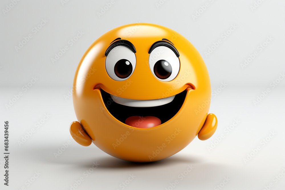 3D model design render of a cheerful smiley face icon isolated on white background. Ai generated 3D model design render of a cheerful smiley face icon isolated on white background. Ai generated